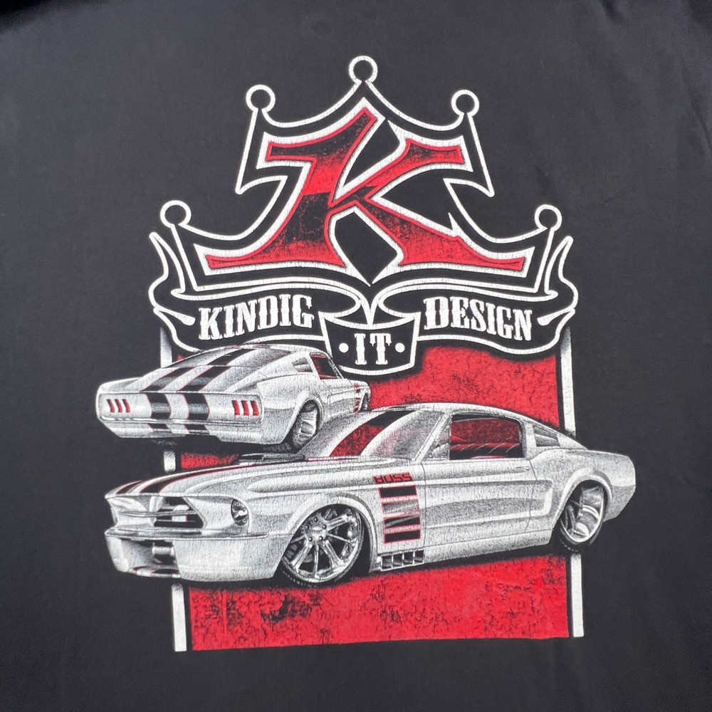 Kindig-It Design T-Shirt Mens 2X Black Boss Mustang Graphic Performance Bitchin